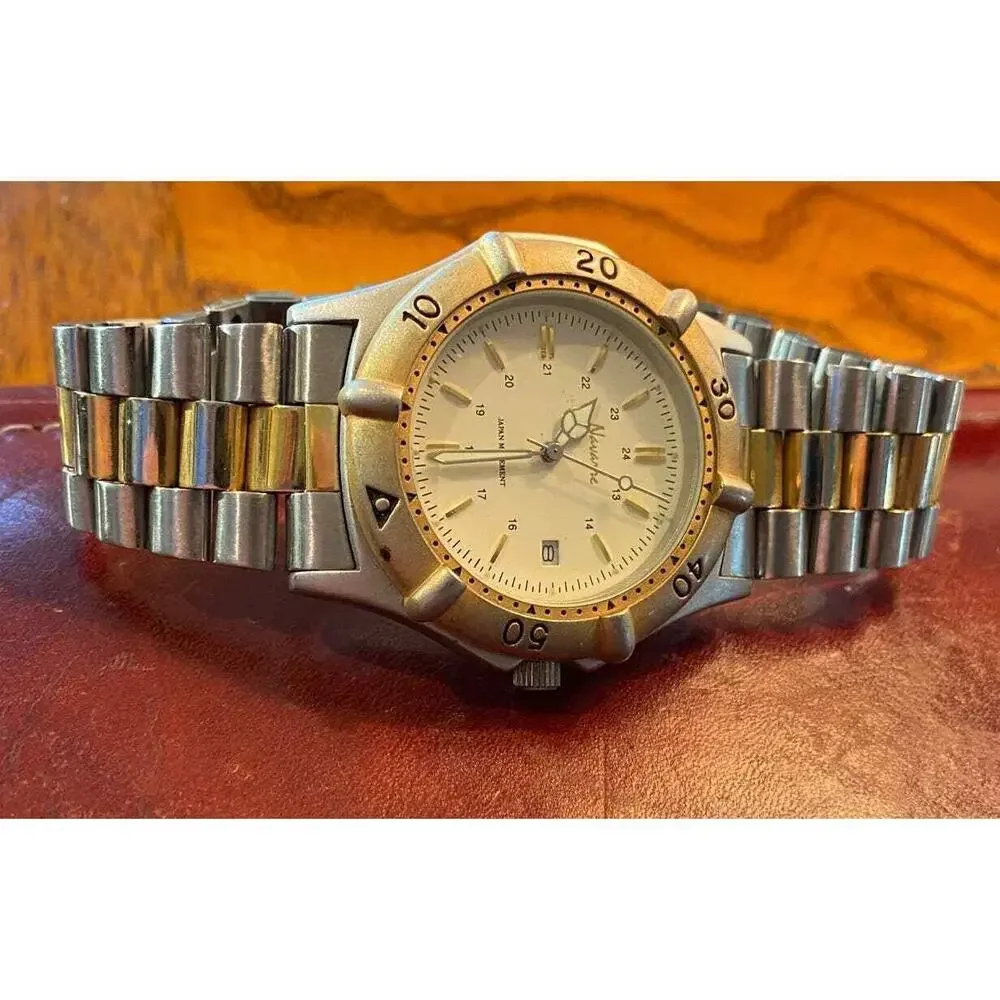 Men's 43mm Two Tone Navarre Watch, Rotating Bezel